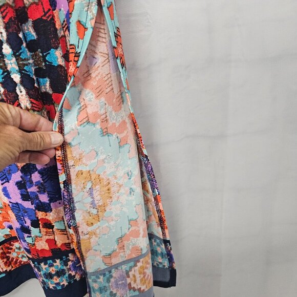 AB Studio Orange Blue Abstract Boho Maxi Skirt Festival Hippie S/M - Picture 5 of 9